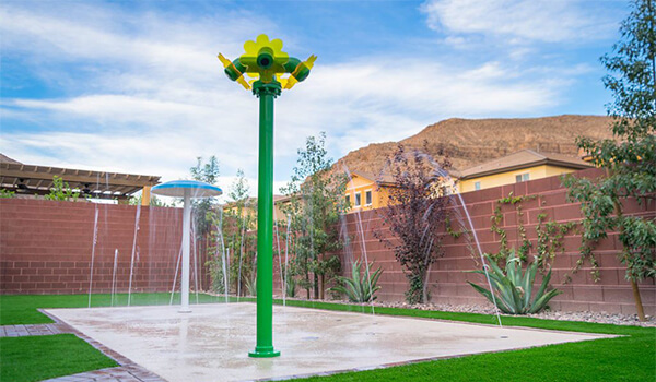 backyard splash pad fountain